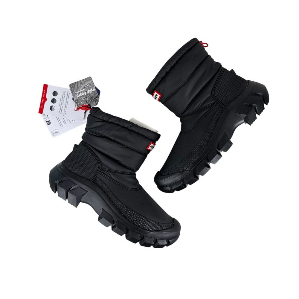 Hunter Intrepid Short Snow Boots Womens 7 Black Waterproof Insulated Pull On - Picture 8 of 13
